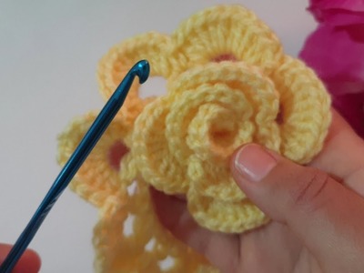 Crochet  flowers very easy. কুশিকাটার গোলাপ ফুল