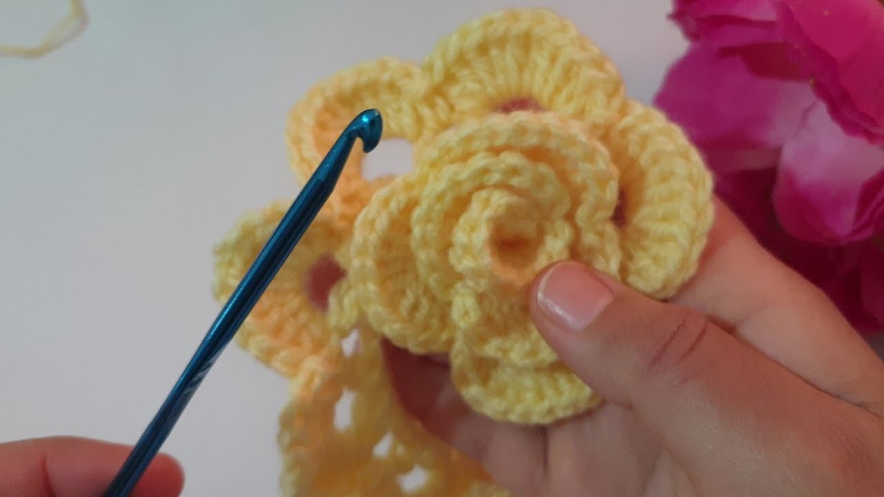 Crochet  flowers very easy. কুশিকাটার গোলাপ ফুল