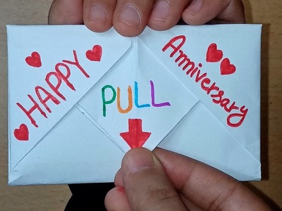 DIY-SURPRISE MESSAGE CARD FOR Anniversary ||Pull Tab Origami Envelope Card ||Anniversary Card idea