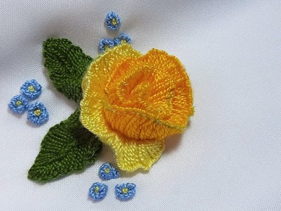 How to embroider a Yellow Wool rose - Stumpwork