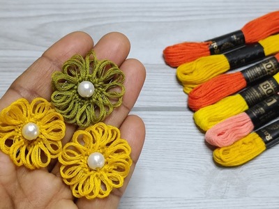 It is very easy!! | Super easy Hand Embroidery Flower making idea with Embroidery Thread
