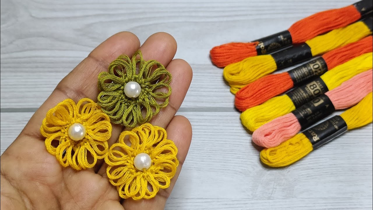 It is very easy!! | Super easy Hand Embroidery Flower making idea with Embroidery Thread