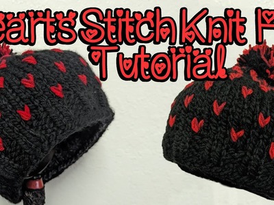 Knit Hearts Pattern Hat