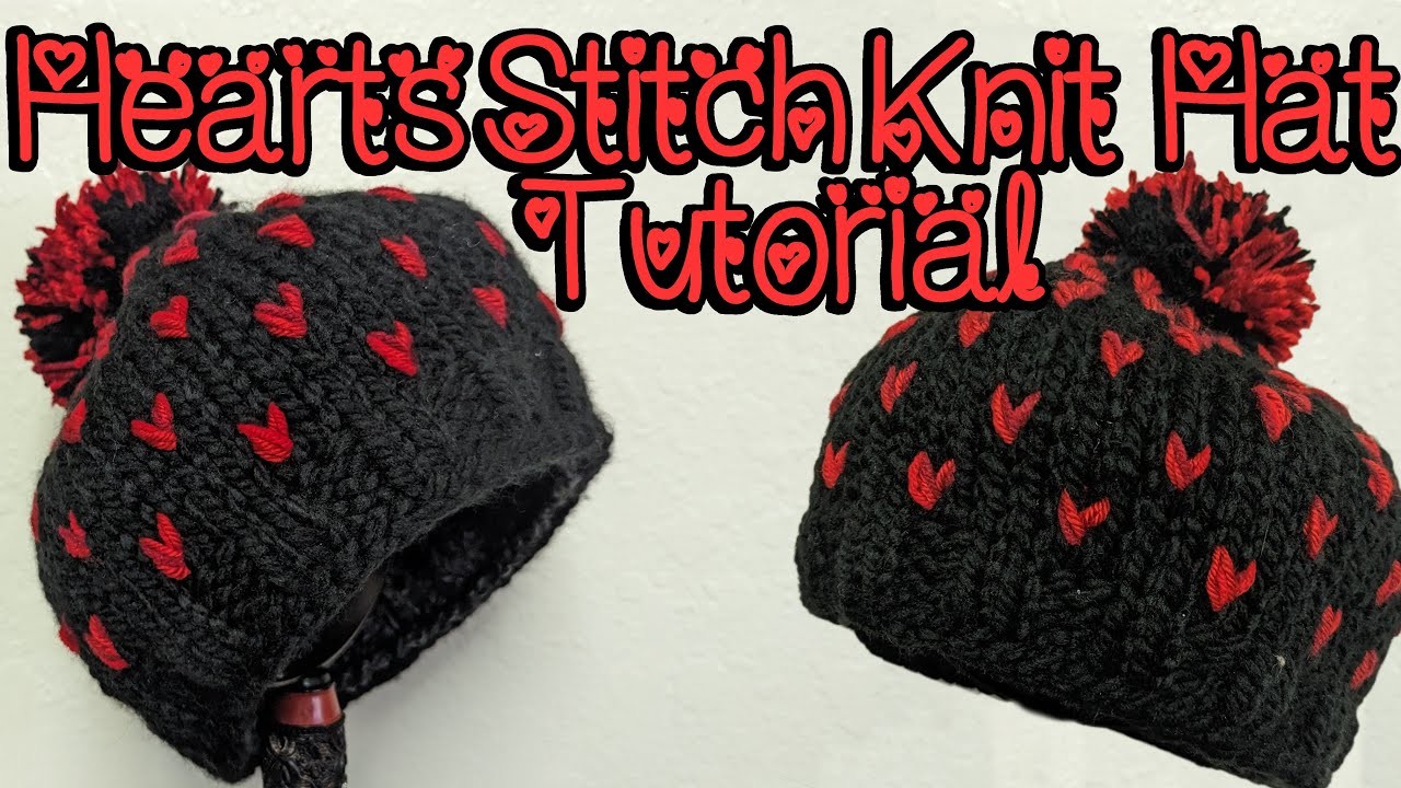 Knit Hearts Pattern Hat