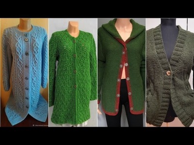 Latest stylish crochet knitting cardigan long jacket designs for ladies 2023