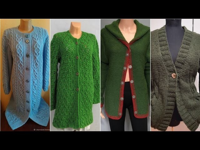 Latest stylish crochet knitting cardigan long jacket designs for ladies 2023