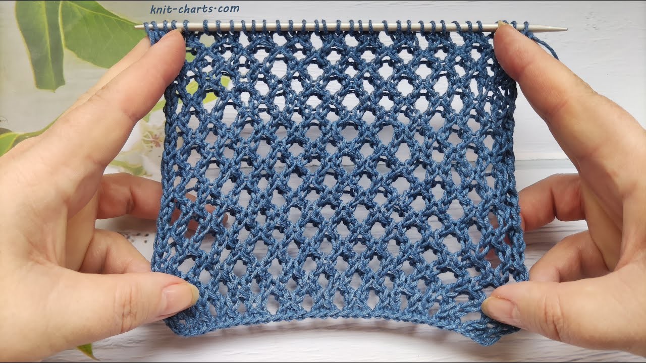 Mesh Knit Stitch Pattern | Netzmuster stricken | Punto griglia ai ferri| Punto de malla a dos agujas