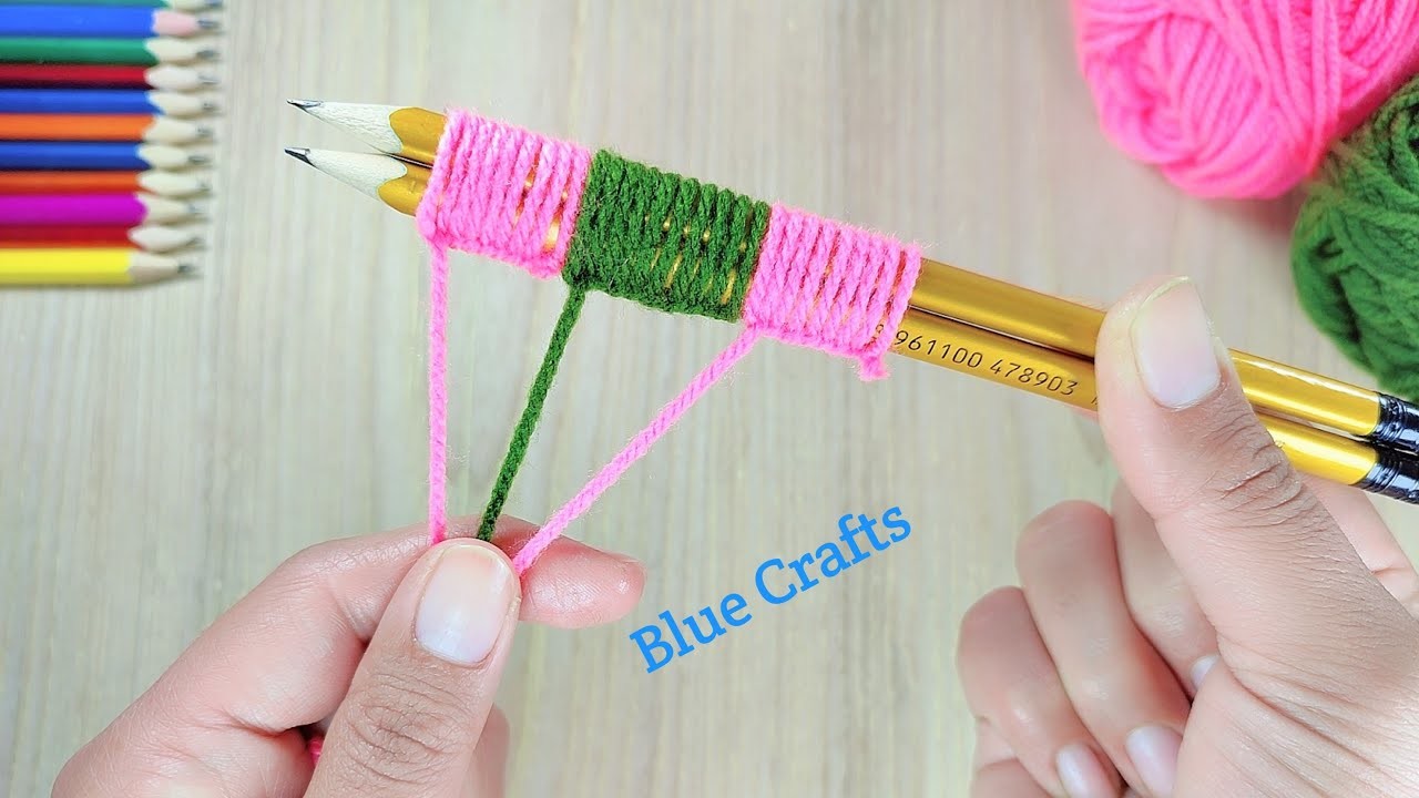 So Cute | Hand Embroidery Trick With Pencil And Woolen Yarn | Easy Handmade Woolen Crafts
