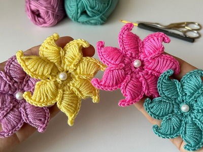 Wow!.  Super Crochet Flower Pattern ????. Tığ işi Örgü Çiçek Modelleri. Knitting Flower Ideas