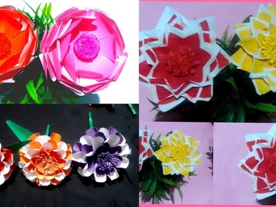 3 Beautiful Flower Making with paper.Origami flowers.Paper craft for school.Home Decor.DIY