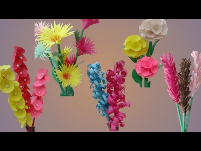 3D best 5 Beautiful paper flower making|DIY|Paper craft|Home decor.Flowers for School.Bisma craft.