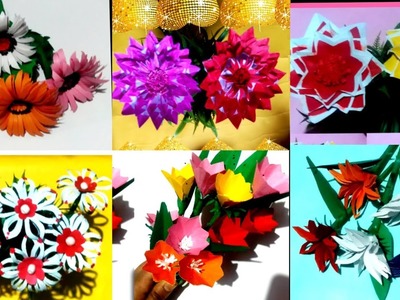 6 Easy Best Paper Flowers.Paper Flower Bouquet.Diy Paper Flowers.Home Decor.Paper Crafts.School