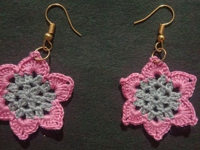 Easy crochet flower earring pattern