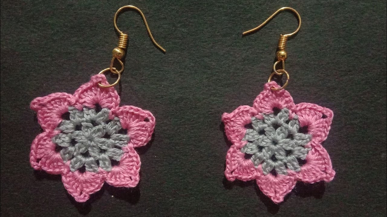 Easy crochet flower earring pattern