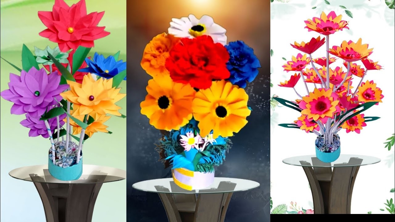 Easy Paper craft ideas.easy paper craft ideas for decoration.paper flower decoration ideas