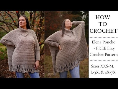 Elena Poncho | FREE Crochet Sweater Pattern  (Size Inclusive XXS-7X)