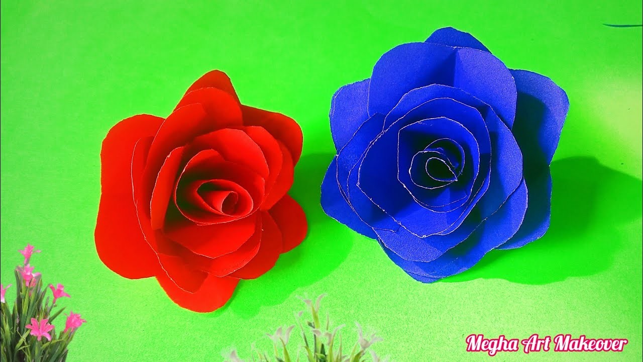 How to make Realistic. paper flowers DIY. Easy paper Rose.paper crafts @meghaartmakeover