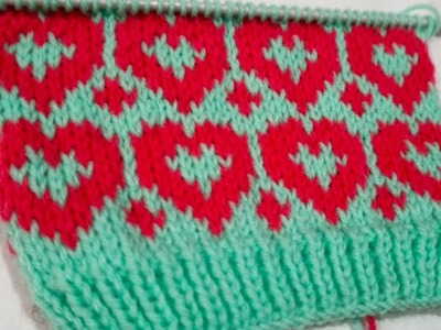 Knitting graph pattern #66 | Easy heart pattern | two colour pattern