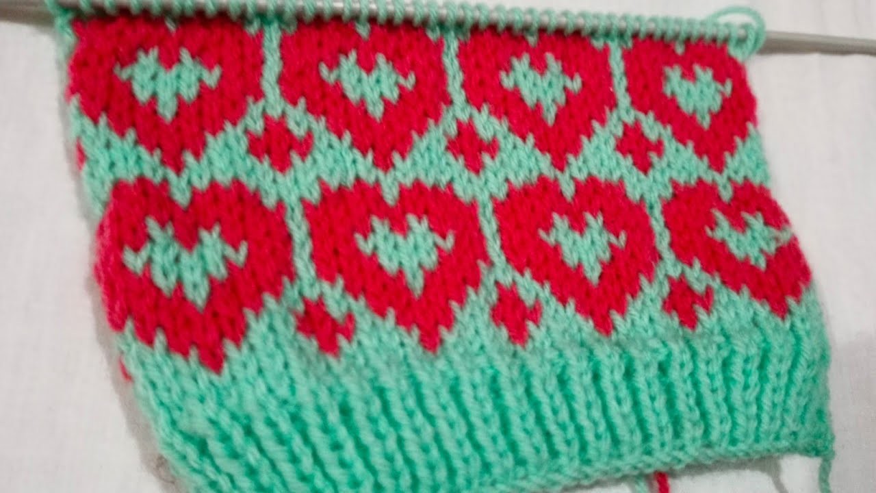 Knitting graph pattern #66 | Easy heart pattern | two colour pattern