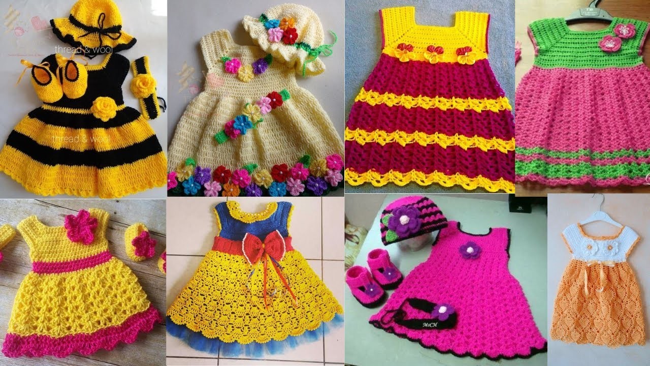 Latest Elegant Free Crochet Work Little Baby Girl Frocks knitting Dress Pattern