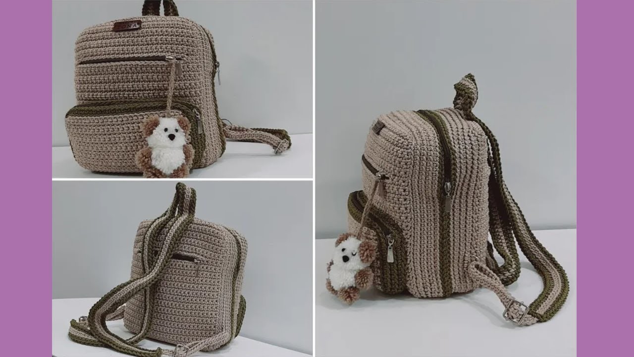 Make easy Crochet Backpack with multiple pockets, practical and chic, for Boys and Girls