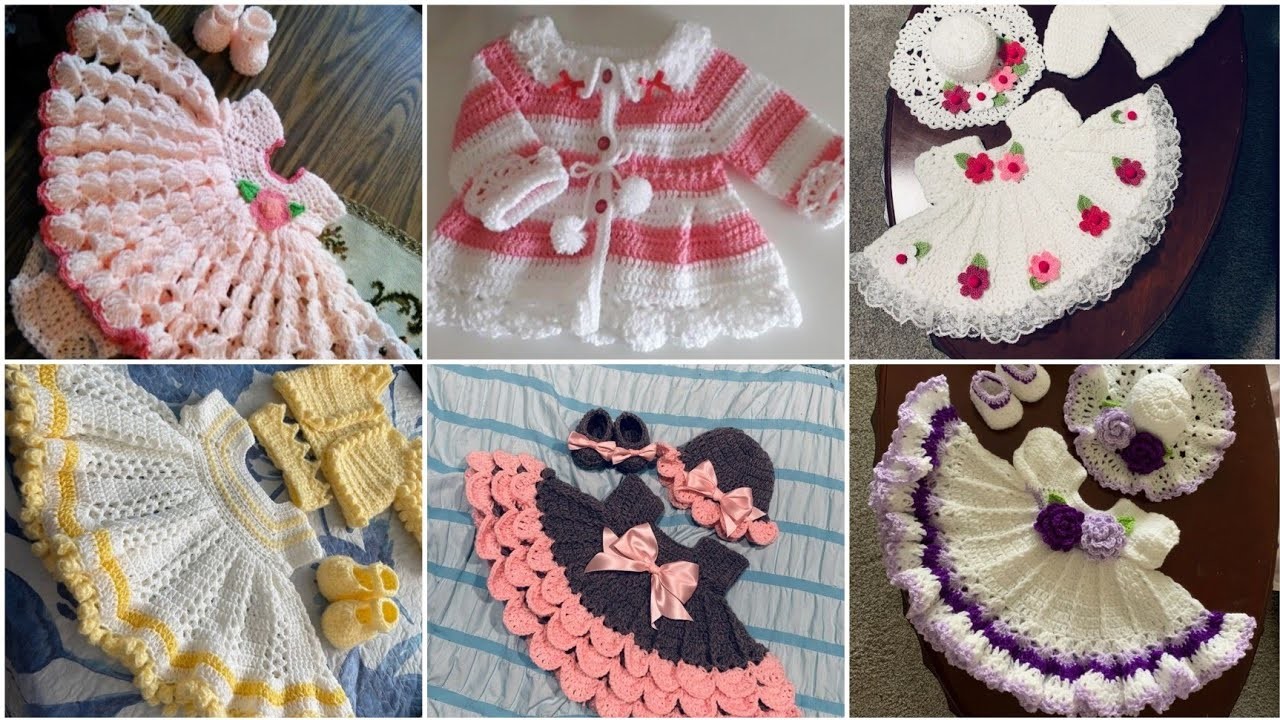 New baby girls woolen dress designs|| Crocheting free pattern dress#crochet