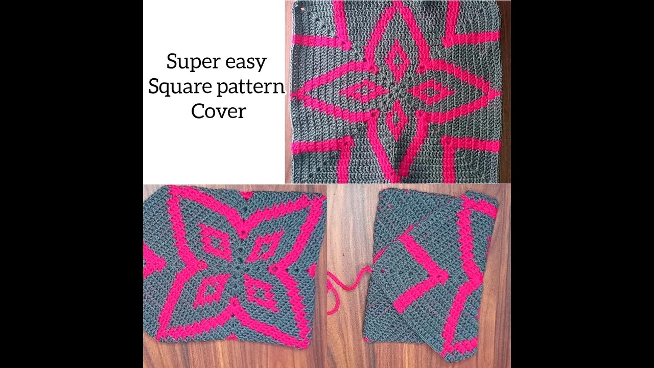 Super easy and beautiful crochet Square pattern Holly Quran cover step by step tutorial #crochet