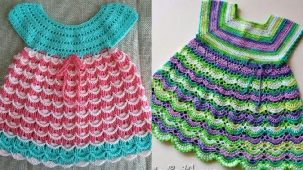 Wonderful and latest colourfull crochet baby girl frocks design free pattern fall