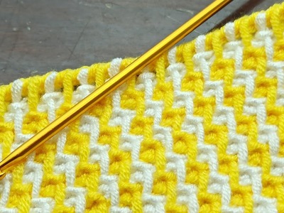 Wonderful two-color Tunisian knitting pattern making