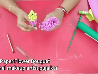 #1 Easy Paper Flower Bouquet | Art & Craft | Birthday Gift Ideas | Diy paper bouquet | Puja Kar