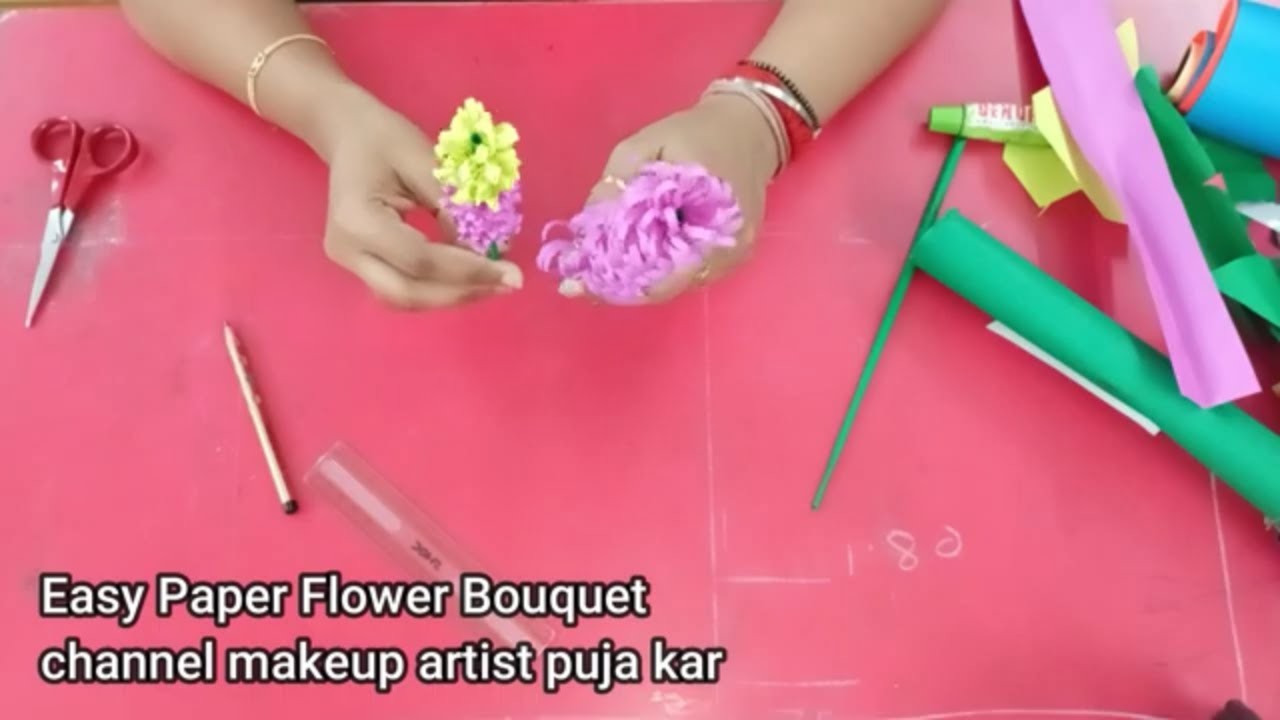 #1 Easy Paper Flower Bouquet | Art & Craft | Birthday Gift Ideas | Diy paper bouquet | Puja Kar