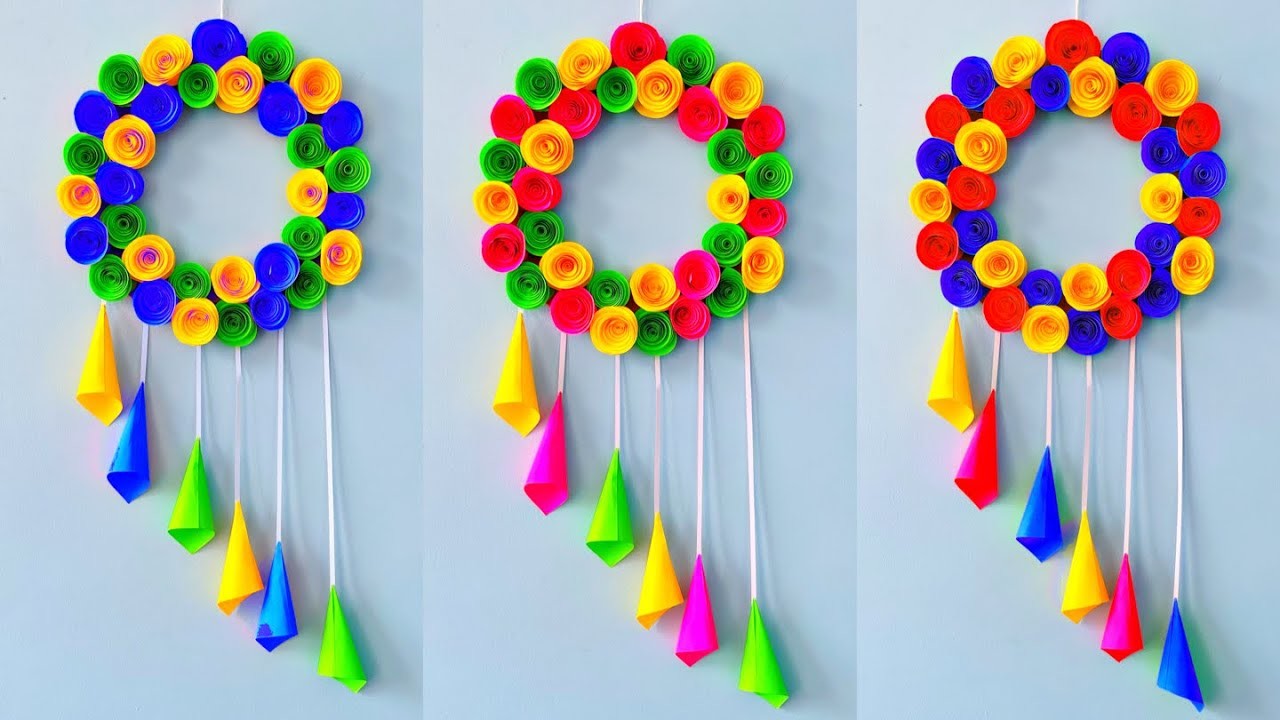 2 Unique Flower Wall Hanging. Quick Paper Craft For Home Decoration. Easy Wall Mate. DIY