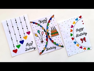 3 Easy & Beautiful white paper Handmade Happy Birthday Greeting  Card making 2023|DIY Birthday cards