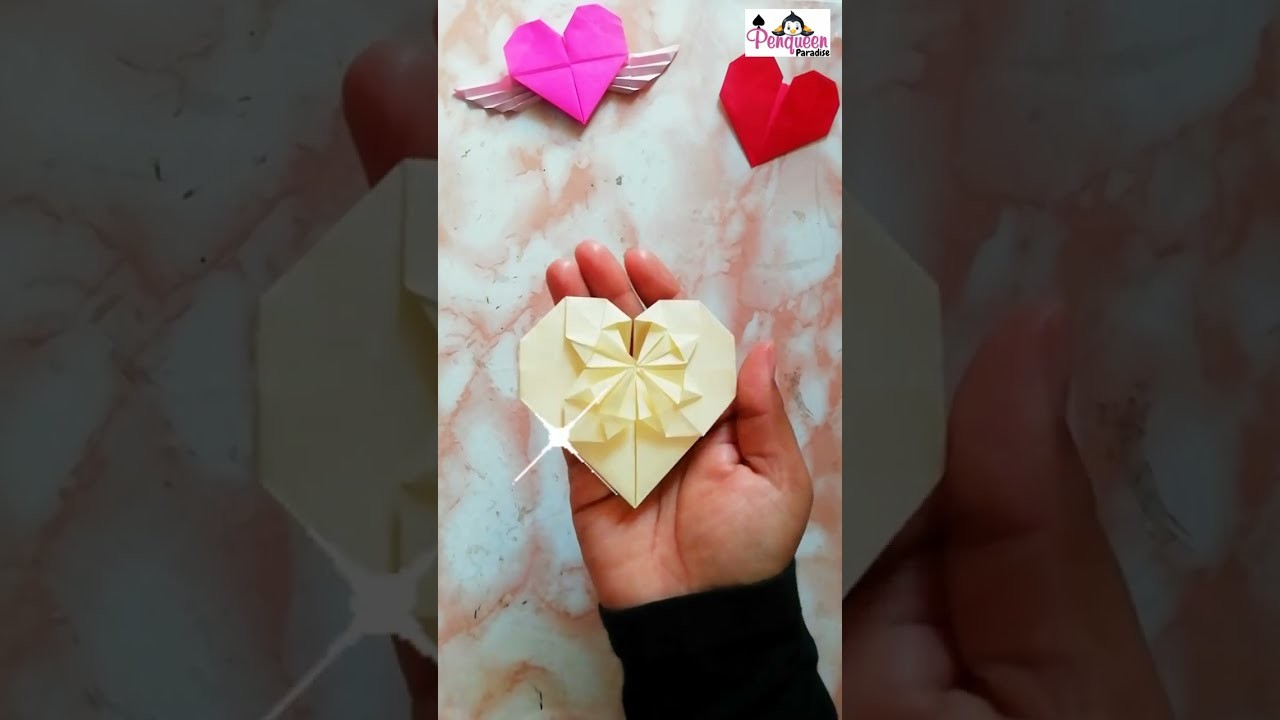 4 Origami paper heart crafts | Origami craft | Paper Heart, Heart with wing, Blooming Heart, envelop