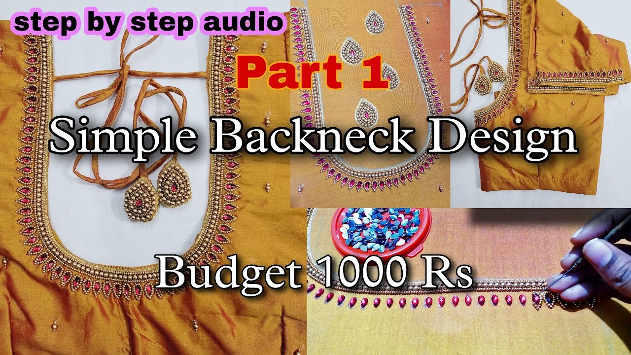 Aari Class Tamil | Simple backneck design for beginners in Tamil  | Bead and stonework Design PART 1