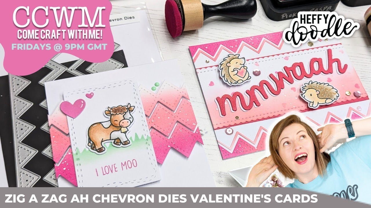 CCWM- how to use zig a zag ah chevron dies to make valentine's cards
