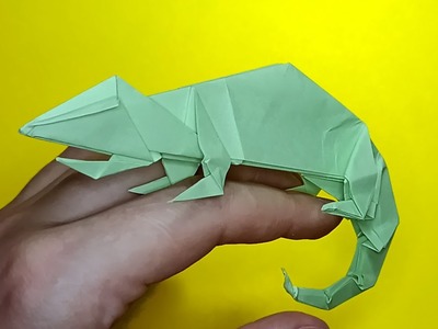 ???? Chameleon — origami | How to make a lizard out of paper is easy.  ☑