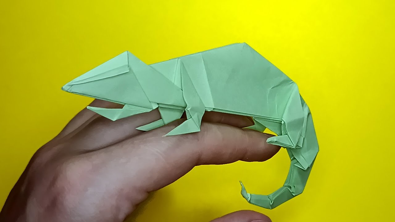 ???? Chameleon — origami | How to make a lizard out of paper is easy.  ☑