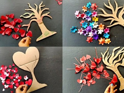 DIY-4 Tree style wall hanging ideas.paper wall hanging for room decoration.cardboard crafts.DIY