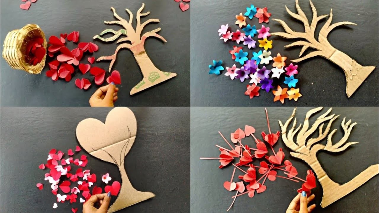 DIY-4 Tree style wall hanging ideas.paper wall hanging for room decoration.cardboard crafts.DIY