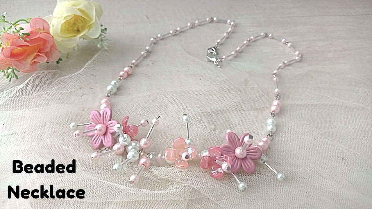 DIY || Beaded necklace tutorial ||Flower beads necklace for beginner || Necklace flower tutorial