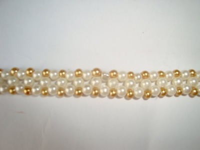 Diy beaded pearls and golden seed bracelet