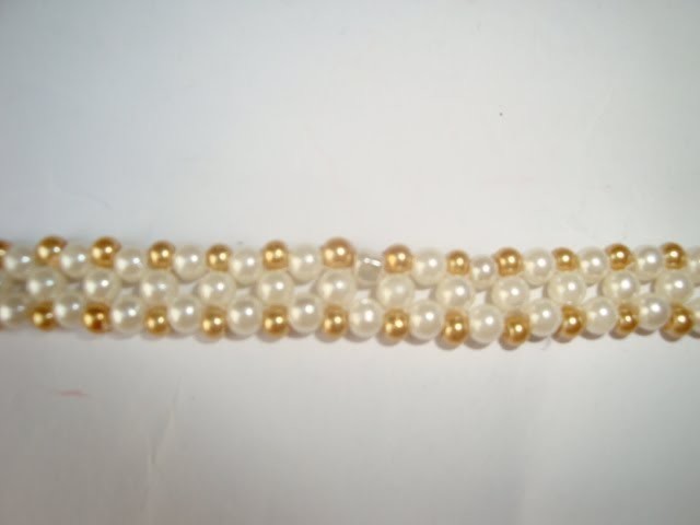 Diy beaded pearls and golden seed bracelet