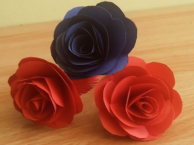DIY Easy Paper Rose Flowers.How to make easy rose flower.Paper Rose making.paper crafts. 