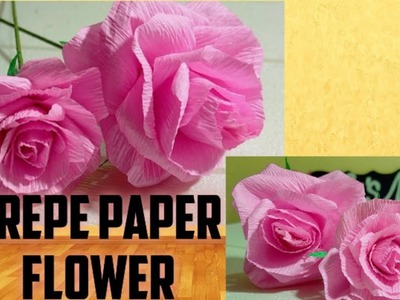 DIY : How to make artificial flower from crepe paper | Rose flower making