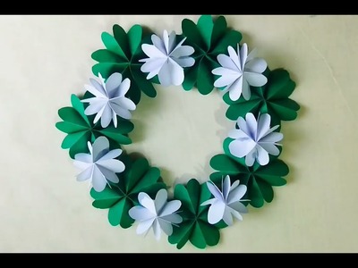 DIY How to make Paper Flower Wreath| Wreath| Paper wreath| Door decoration| Origami paper crafts