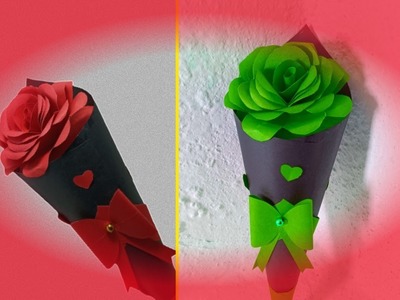 DIY Paper Flower Bouquet | Valentine's Day Flower Bouquet Making ideas |  Rose Paper Flower