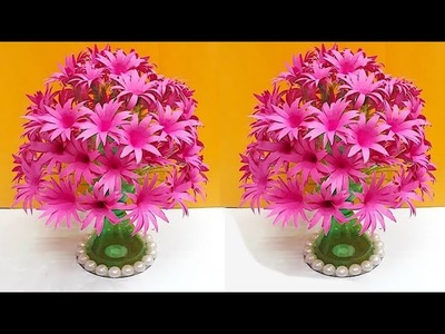 DIY-Paper flowers Guldasta made with EmptyPlastic bottles. Paper ka Guldasta Banane kaTarika