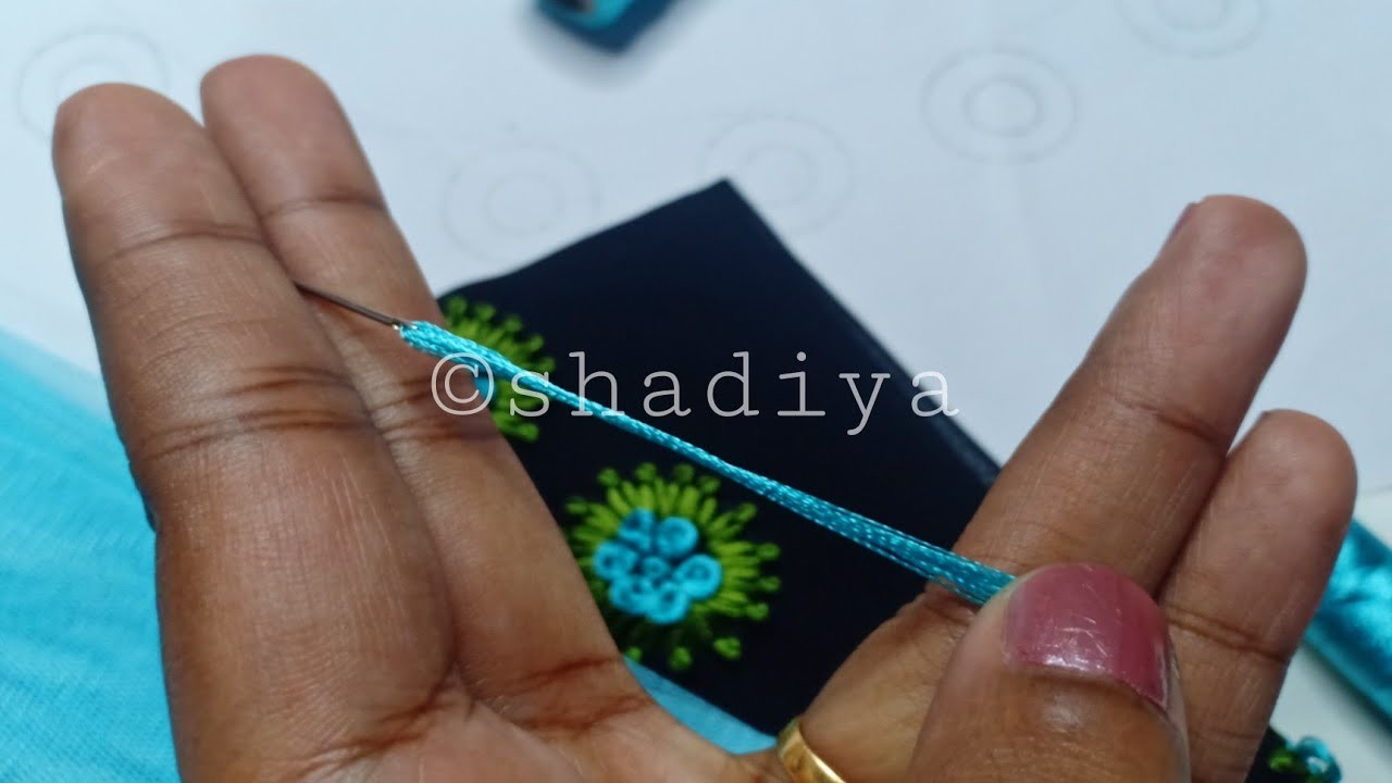 Hand embroidery neck design for salwar|lazy daisy ring knot flower embroidery