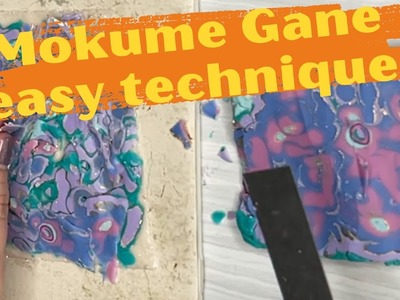 How to create Mokume Gane Polymer clay slab pattern with translucent and gold leaf